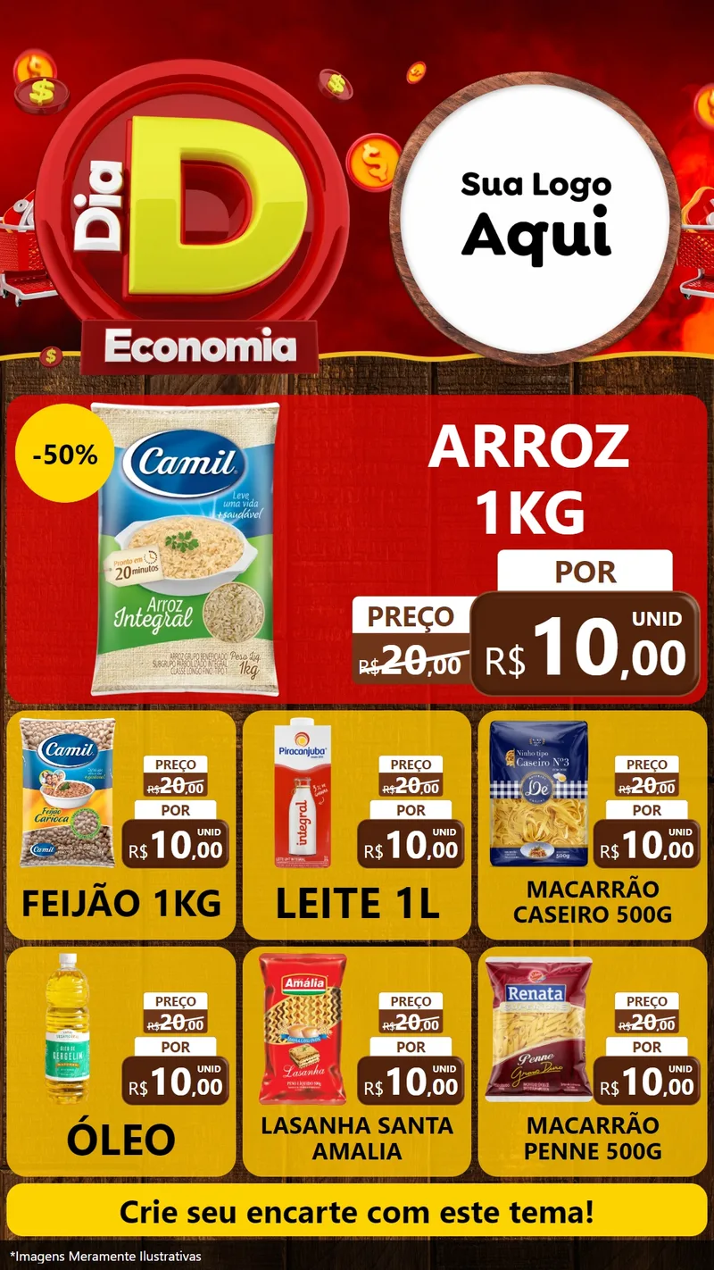 Modelo de Rede Social para Stories com o tema Dia D Economia para Supermercado