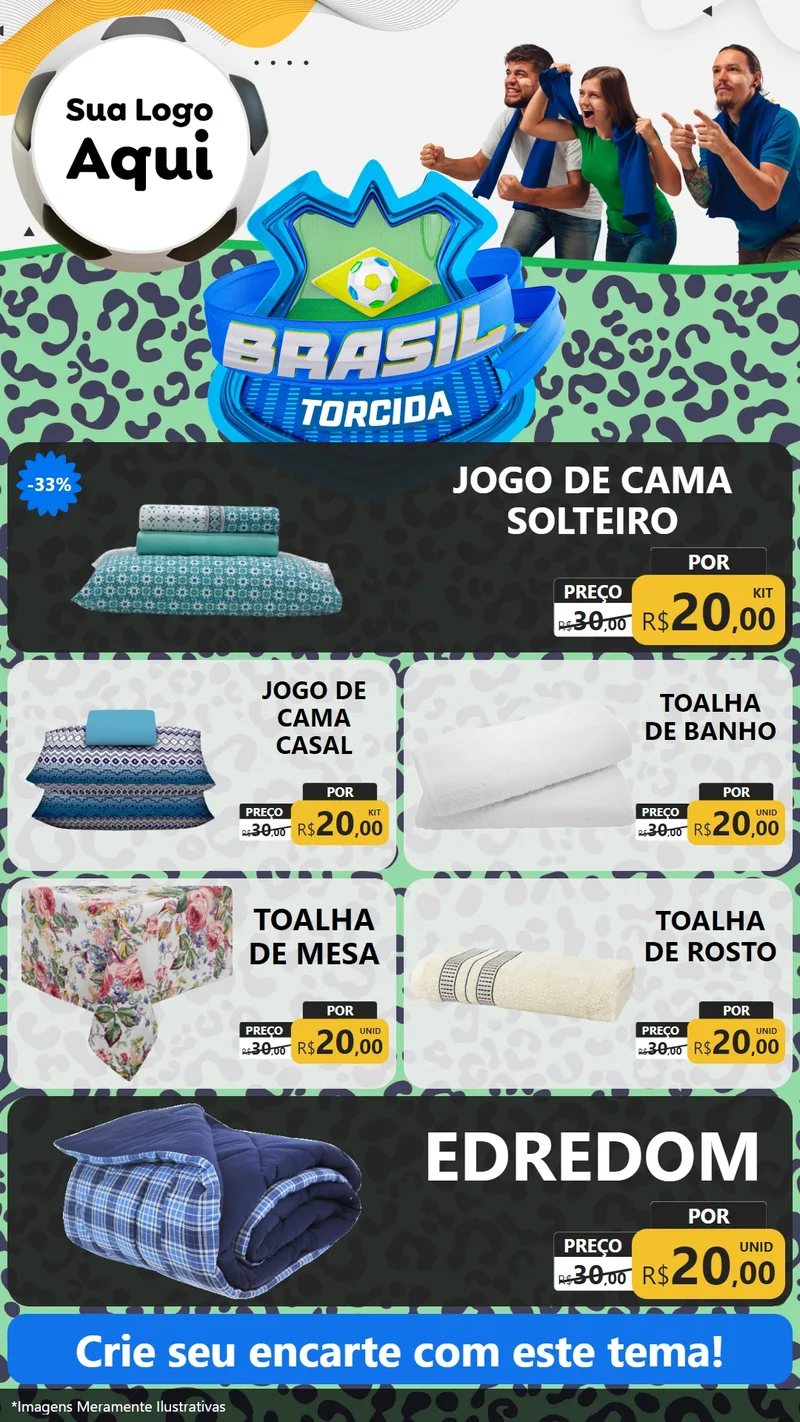 Modelo de TV para TV Vertical com o tema Brasil Torcida - Copa para Cama, Mesa e Banho