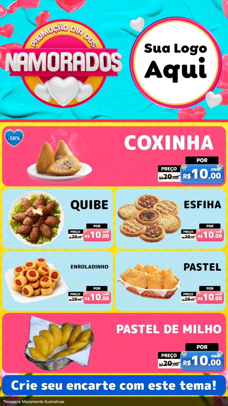 Modelo de TV para TV Vertical com o tema Promoção Dia dos Namorados para Salgadaria