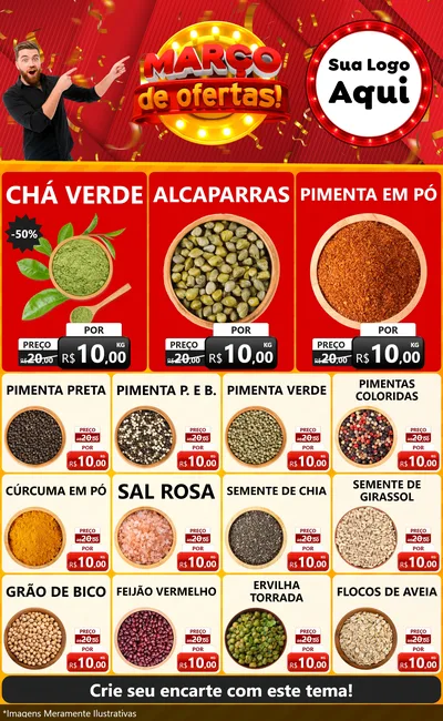 Modelo de Encarte para Encarte Grande com o tema Março de Ofertas! para Produtos Naturais