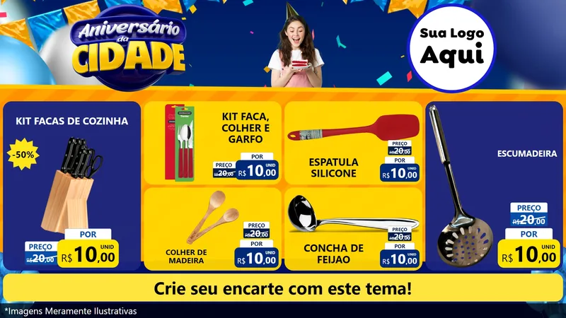 Modelo de TV para TV Horizontal com o tema Aniversário da Cidade para Utilidades Domésticas