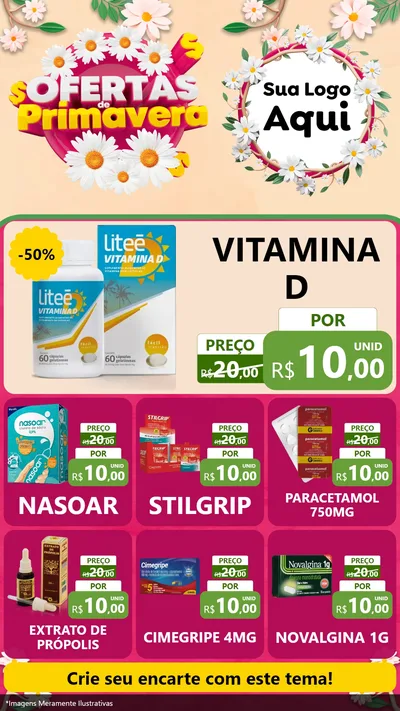 Modelo de Rede Social para Stories com o tema Ofertas de Primavera para Farmácia