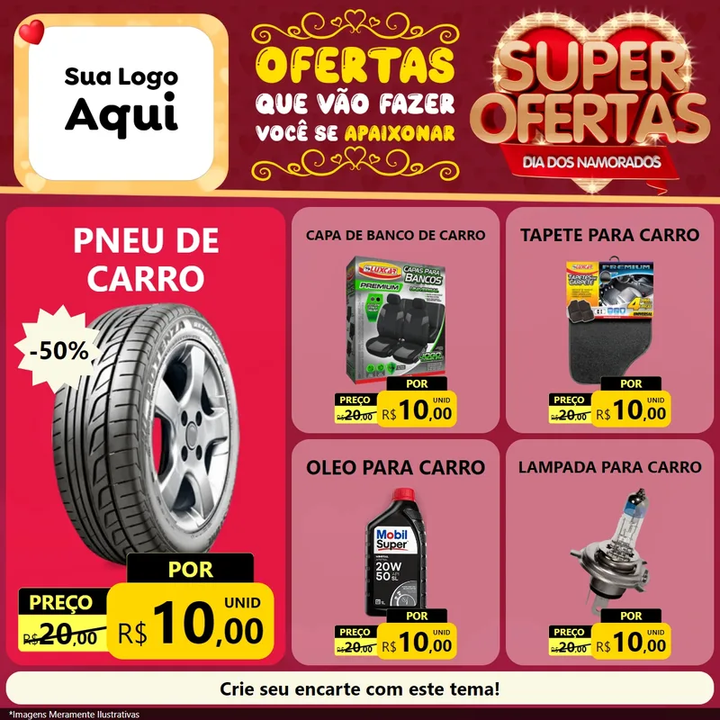 Modelo de Rede Social para Feed Facebook com o tema Dia dos Namorados para Auto peças