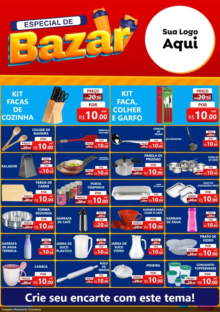 Modelo de Encarte para Encarte A4 Vertical com o tema Especial de Bazar para Utilidades Domésticas