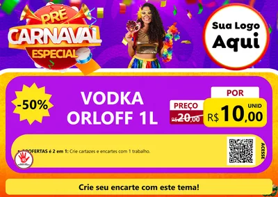 Modelo de Cartaz para Cartaz A4 Horizontal com o tema Pré-Carnaval Especial para Distribuidora de bebidas