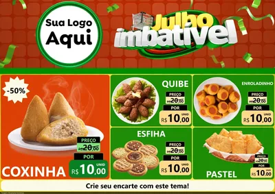 Modelo de Encarte para Encarte A4 Horizontal com o tema Julho Imbatível para Salgadaria