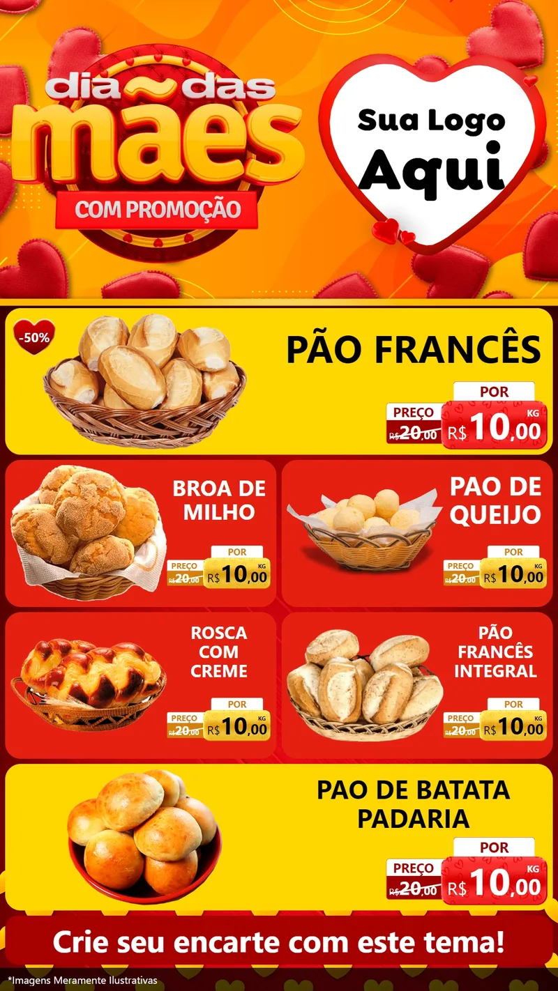 Modelo de TV para TV Vertical com o tema Dia das Mães com Promoção para Padaria