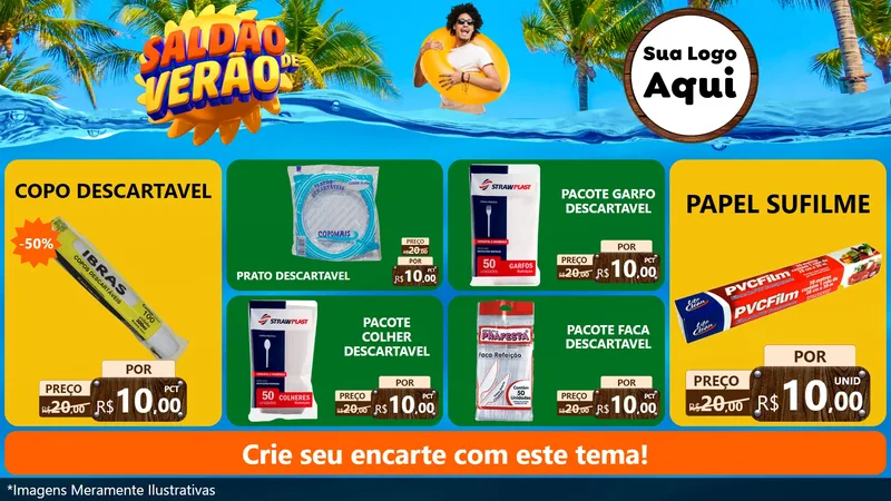 Modelo de TV para TV Horizontal com o tema Saldão de Verão para Embalagens