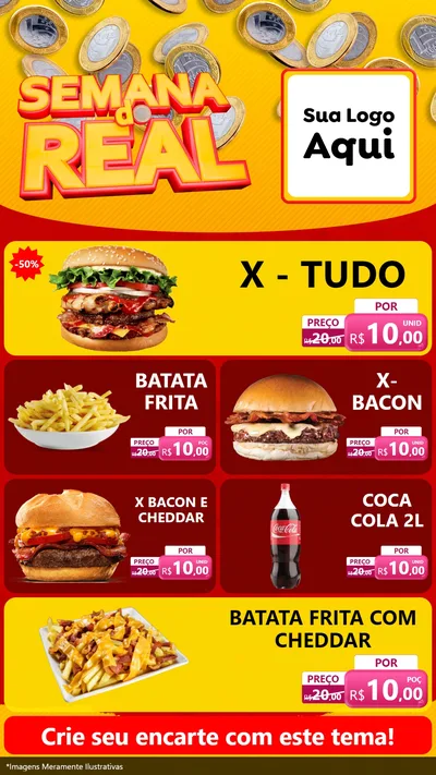 Modelo de TV para TV Vertical com o tema Semana do Real para Hamburgueria