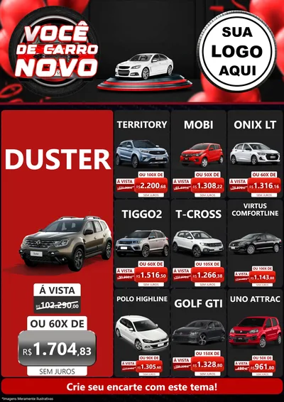 Modelo de Encarte para Encarte A4 Vertical com o tema Você de Carro Novo para Concessionaria de Carros