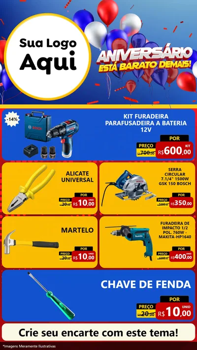 Modelo de TV para TV Vertical com o tema Aniversário para Maquinas e Ferramentas