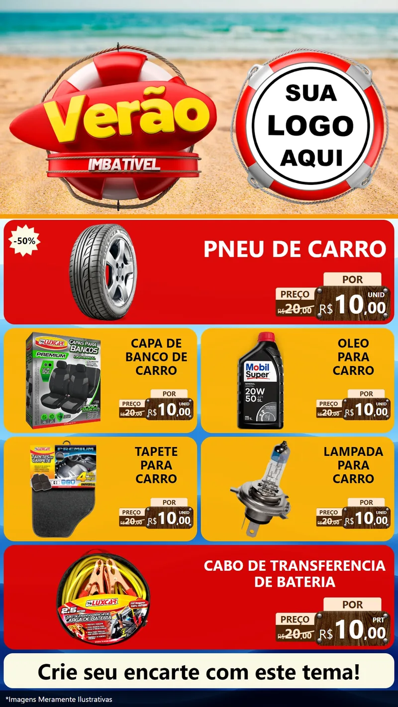 Modelo de TV para TV Vertical com o tema Verão Imbatível para Auto peças
