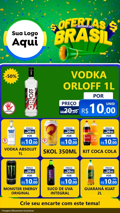 Modelo de Rede Social para Stories com o tema Ofertas Semana do Brasil para Distribuidora de bebidas