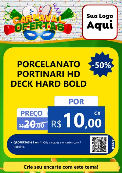 Modelo de Cartaz para Cartaz A4 Vertical com o tema Carnaval de Ofertas para Pisos e revestimentos