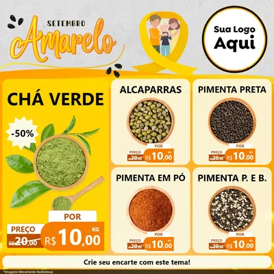 Modelo de Rede Social para Feed Facebook com o tema Setembro Amarelo para Produtos Naturais