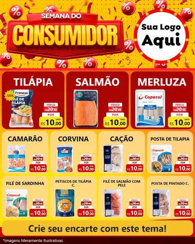 Modelo de Rede Social para Feed Instagram com o tema Semana do Consumidor para Peixaria