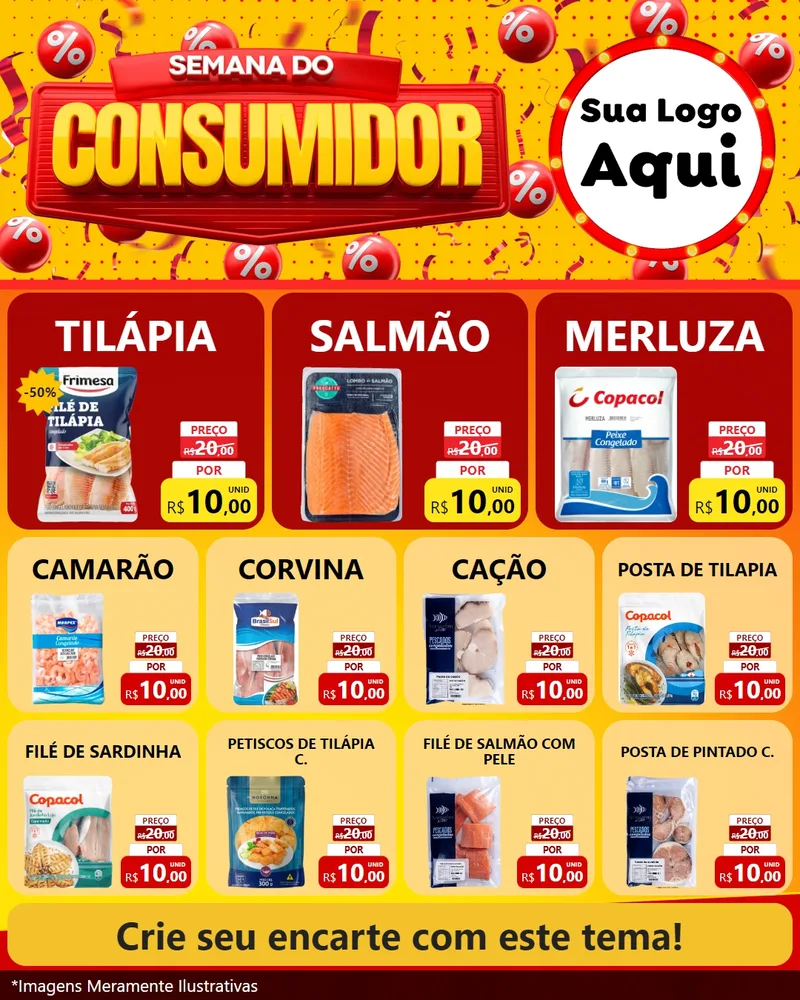 Modelo de Rede Social para Feed Instagram com o tema Semana do Consumidor para Peixaria