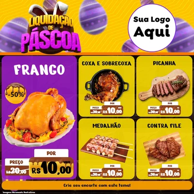 Modelo de Rede Social para Feed Facebook com o tema Liquidação de Páscoa para Assados