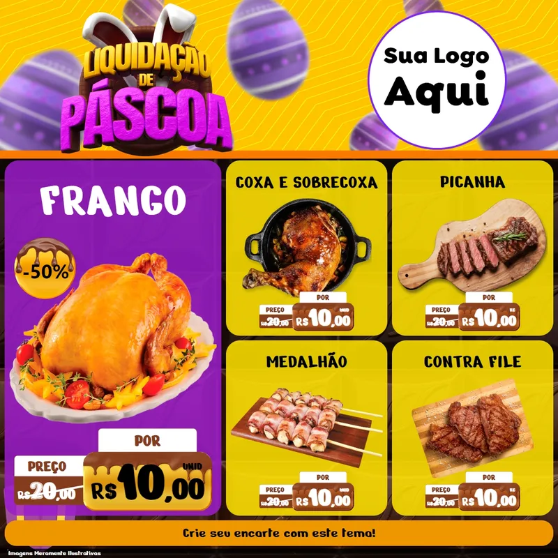Modelo de Rede Social para Feed Facebook com o tema Liquidação de Páscoa para Assados