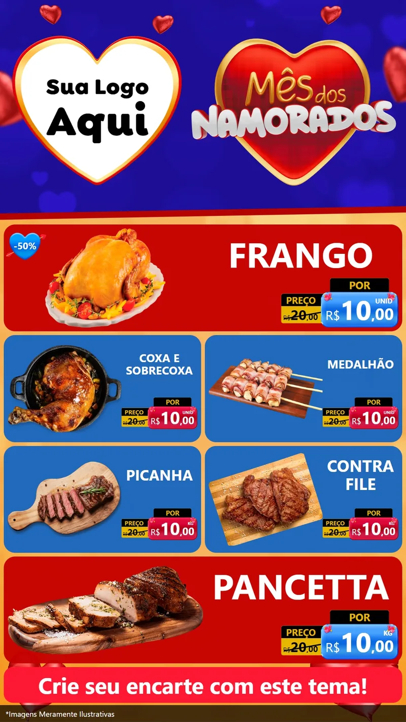 Modelo de TV para TV Vertical com o tema Mês dos Namorados para Assados