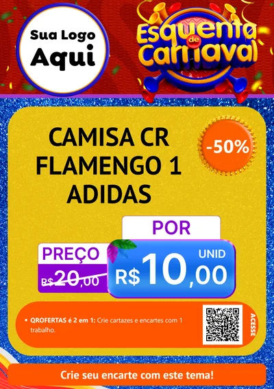 Modelo de Cartaz para Cartaz A4 Vertical com o tema Esquenta de Carnaval para Roupas e acessórios