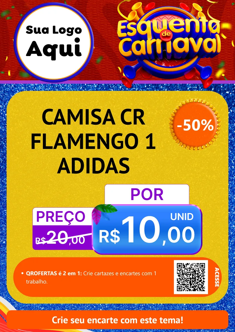 Modelo de Cartaz para Cartaz A4 Vertical com o tema Esquenta de Carnaval para Roupas e acessórios