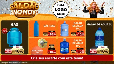 Modelo de TV para TV Horizontal com o tema Saldão de Ano Novo para Água e gás