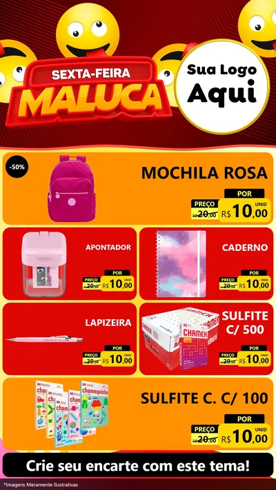 Modelo de TV para TV Vertical com o tema Sexta-feira Maluca para Papelaria