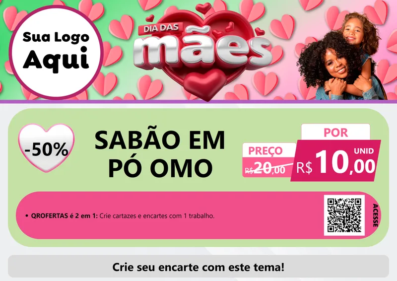 Modelo de Cartaz para Cartaz A4 Horizontal com o tema Dia das Mães para Produtos de Limpeza