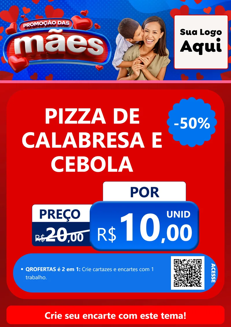 Modelo de Cartaz para Cartaz A4 Vertical com o tema Promoção das Mães para Pizzaria