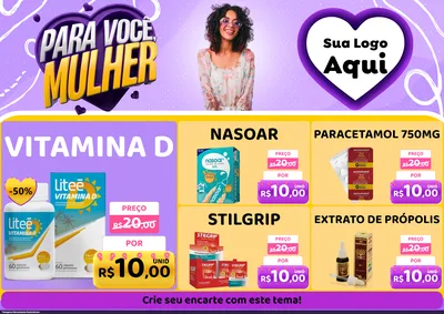 Modelo de Encarte para Encarte A4 Horizontal com o tema Para Você, Mulher para Farmácia