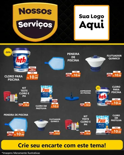 Modelo de Rede Social para Feed Instagram com o tema Nossos Serviços para Produtos para Piscina