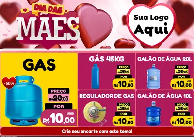 Modelo de Encarte para Encarte A4 Horizontal com o tema Dia Das Mães para Água e gás