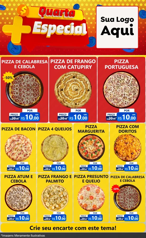 Modelo de Encarte para Encarte Grande com o tema Quarta Mais Especial para Pizzaria