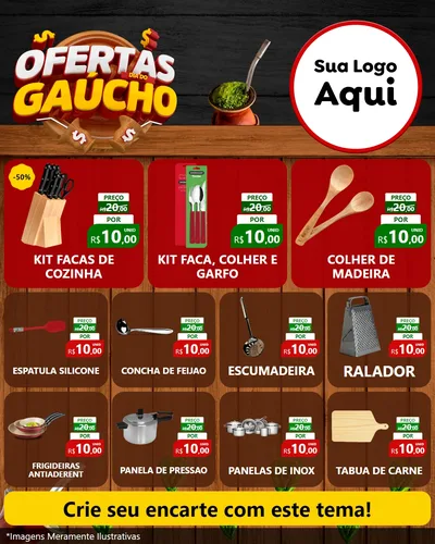 Modelo de Rede Social para Feed Instagram com o tema Ofertas Dia do Gaúcho para Utilidades Domésticas