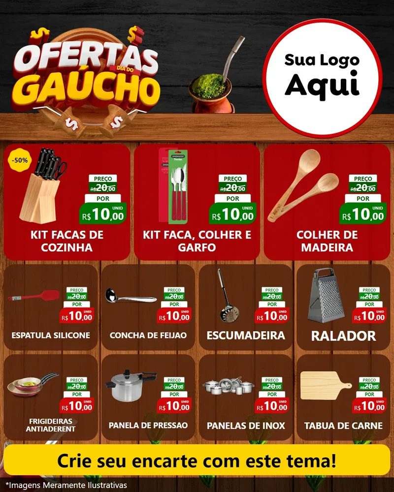 Modelo de Rede Social para Feed Instagram com o tema Ofertas Dia do Gaúcho para Utilidades Domésticas