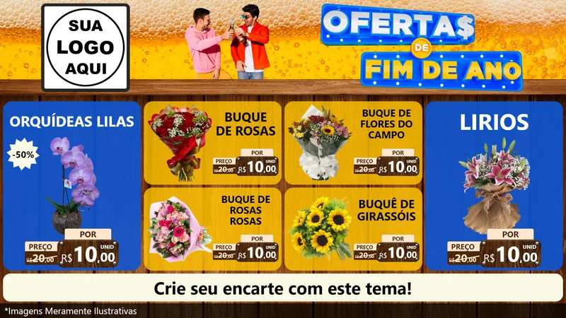 Modelo de TV para TV Horizontal com o tema Ofertas de Fim de Ano para Floricultura e jardim