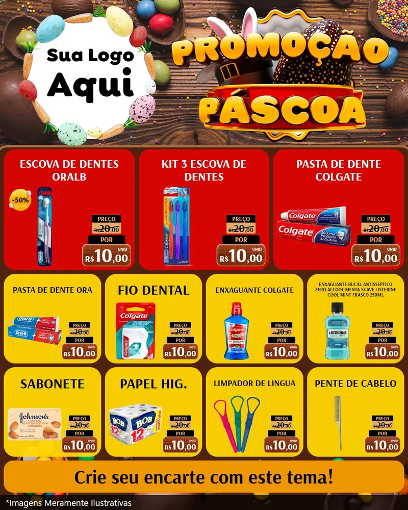 Modelo de Rede Social para Feed Instagram com o tema Promoção Páscoa para Higiene Pessoal