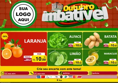 Modelo de Encarte para Encarte A4 Horizontal com o tema Outubro Imbatível para Hortifrúti