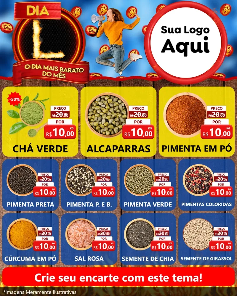 Modelo de Rede Social para Feed Instagram com o tema Dia L - O Dia Mais Barato Do Mês para Produtos Naturais