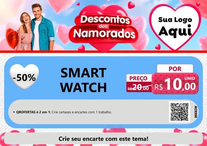 Modelo de Cartaz para Cartaz A4 Horizontal com o tema Descontos dos Namorados para Informática