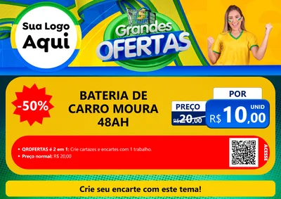 Modelo de Cartaz para Cartaz A4 Horizontal com o tema Grandes Ofertas para Baterias Elétricas