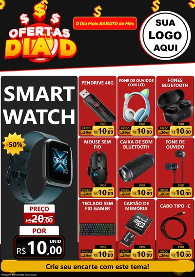 Modelo de Encarte para Encarte A4 Vertical com o tema Ofertas Dia D para Informática
