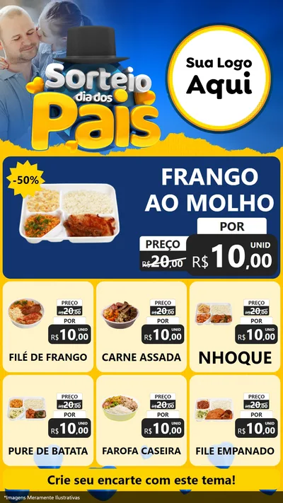 Modelo de Rede Social para Stories com o tema Sorteio Dia Dos Pais para Restaurante