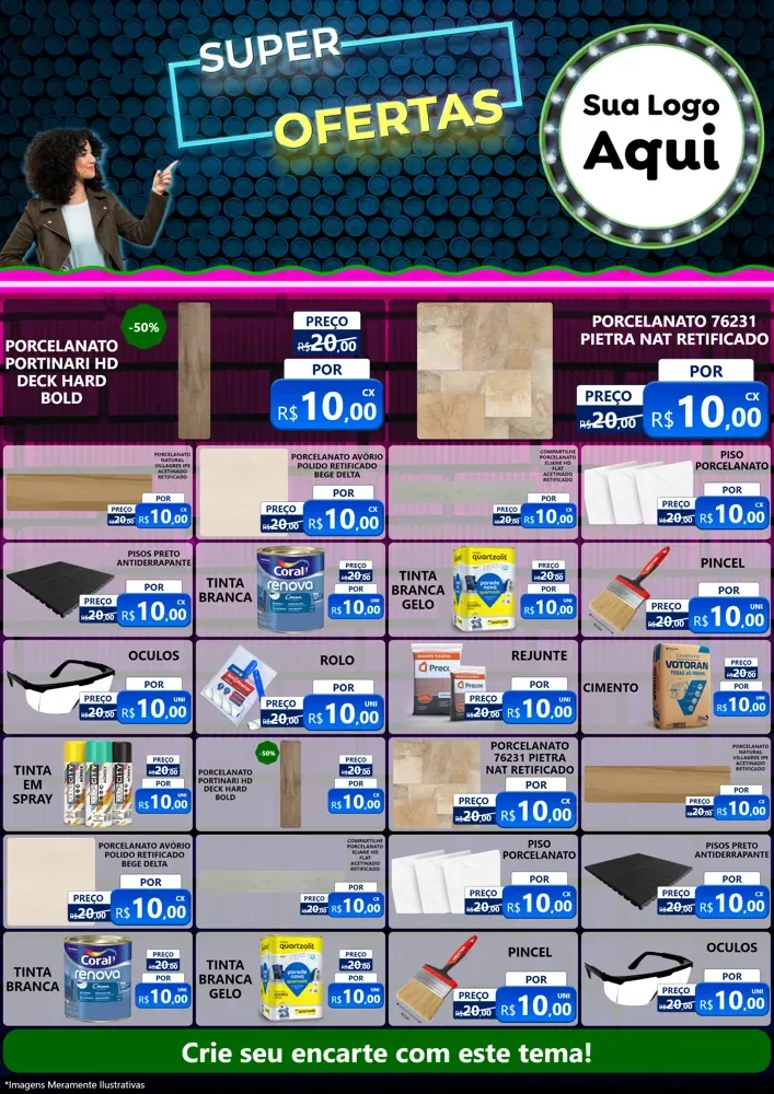 Modelo de Encarte para Encarte A4 Vertical com o tema Super Ofertas para Pisos e revestimentos