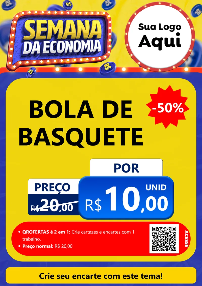 Modelo de Cartaz para Cartaz A4 Vertical com o tema Semana da Economia para Artigos Esportivos