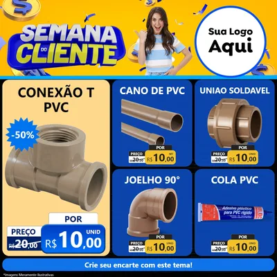 Modelo de Rede Social para Feed Facebook com o tema Semana do Cliente para Tubos e conexões