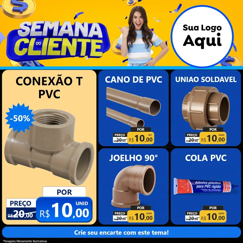 Modelo de Rede Social para Feed Facebook com o tema Semana do Cliente para Tubos e conexões