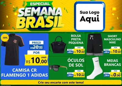Modelo de Encarte para Encarte A4 Horizontal com o tema Especial Semana do Brasil para Roupas e acessórios