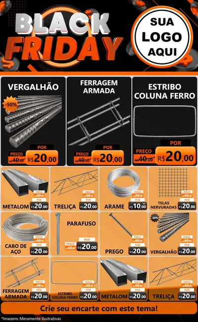 Modelo de Encarte para Encarte Grande com o tema Black Friday para Ferragens